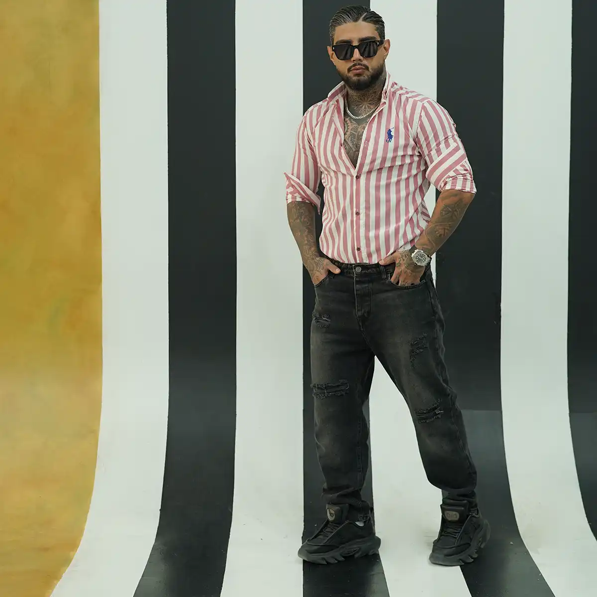 پیراهن مردانه سفید صورتی مدل Hadi