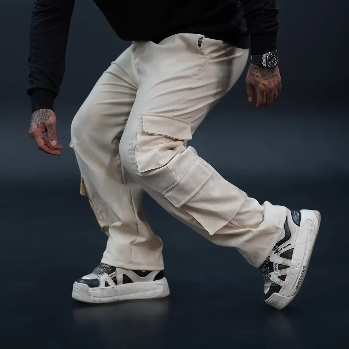 شلوار کارگو مردانه کرم مدل ARON