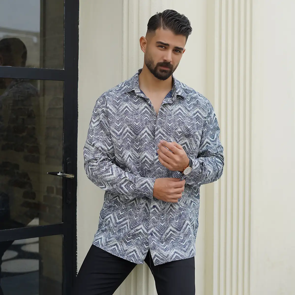 پیراهن مردانه طوسی مدل awino