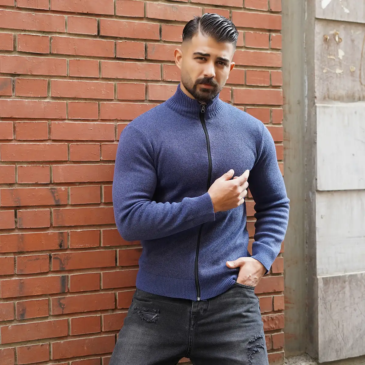 سوییشرت مردانه آبی مدل Meysam