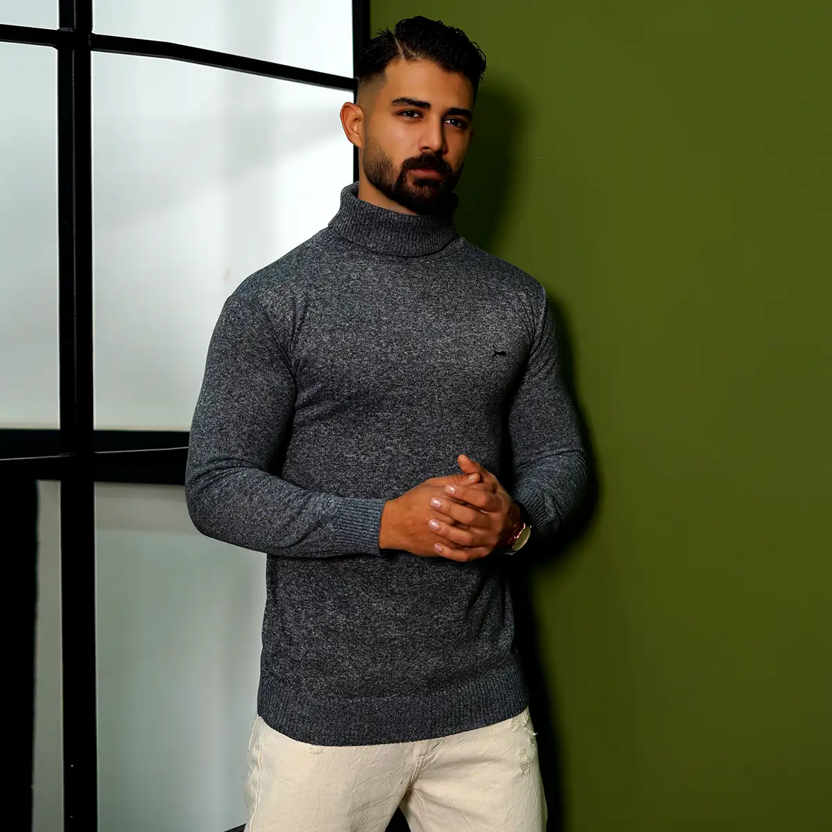 پلیور یقه اسکی پوما ذغالی مدل Daryoosh