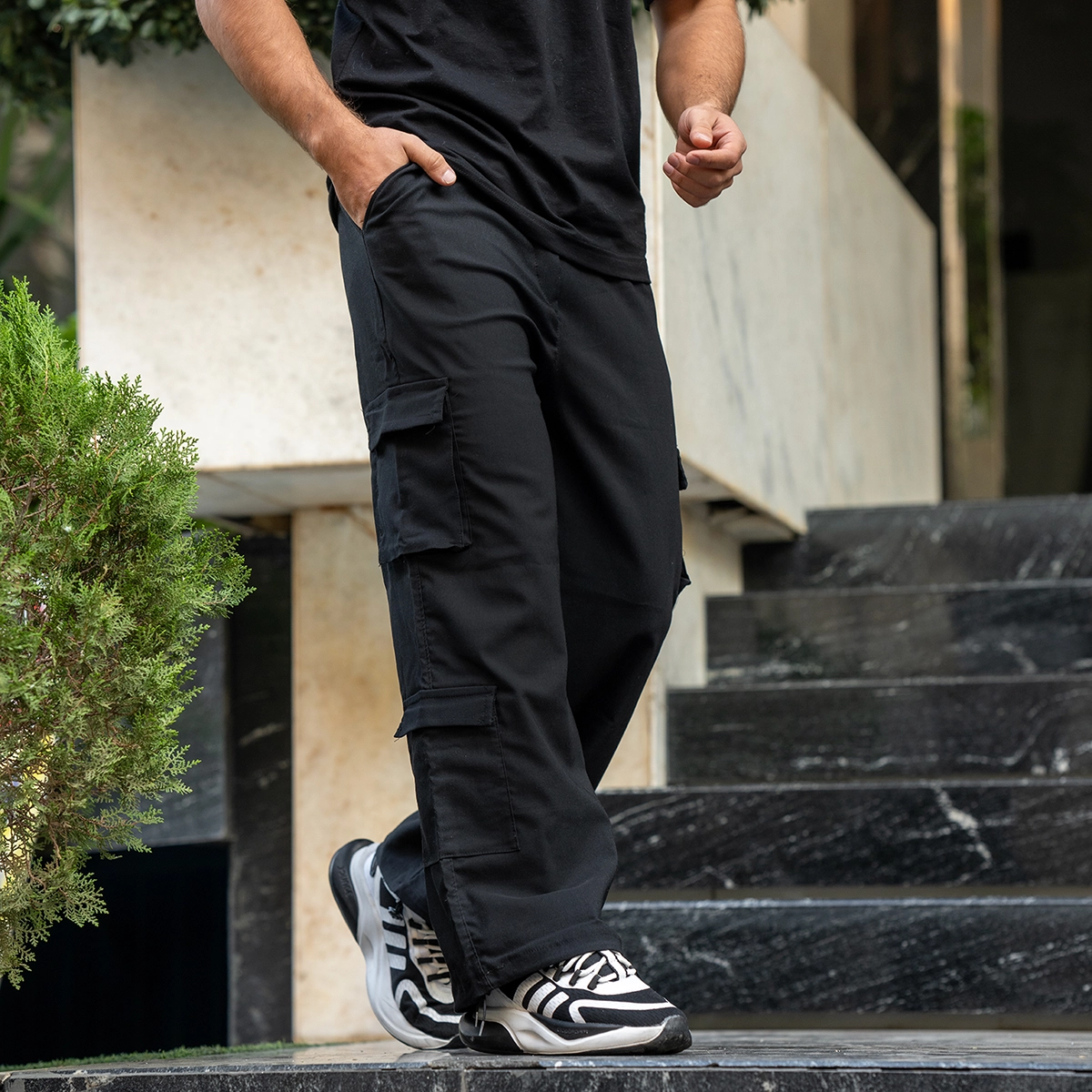 شلوار کارگو مردانه مشکی مدل ARON