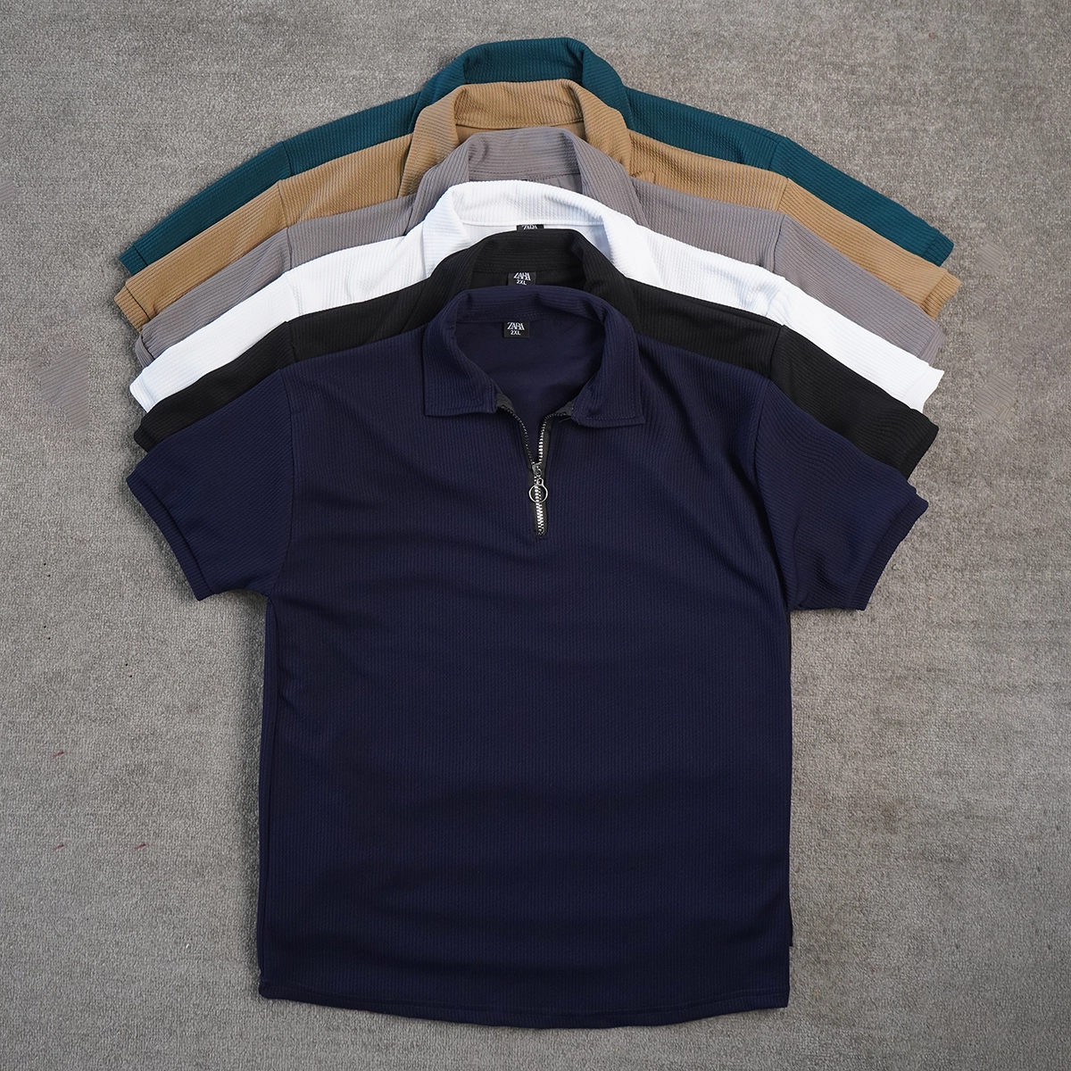 تیشرت مردانه یقه زیپ دار سفید مدل Arban