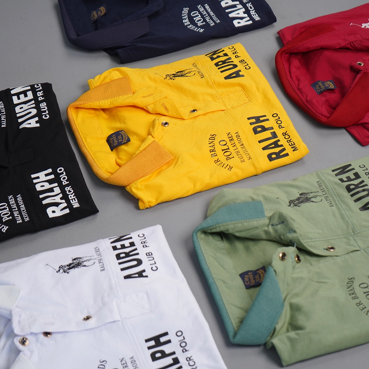 تیشرت یقه دار زرد مردانه مدل Ralph