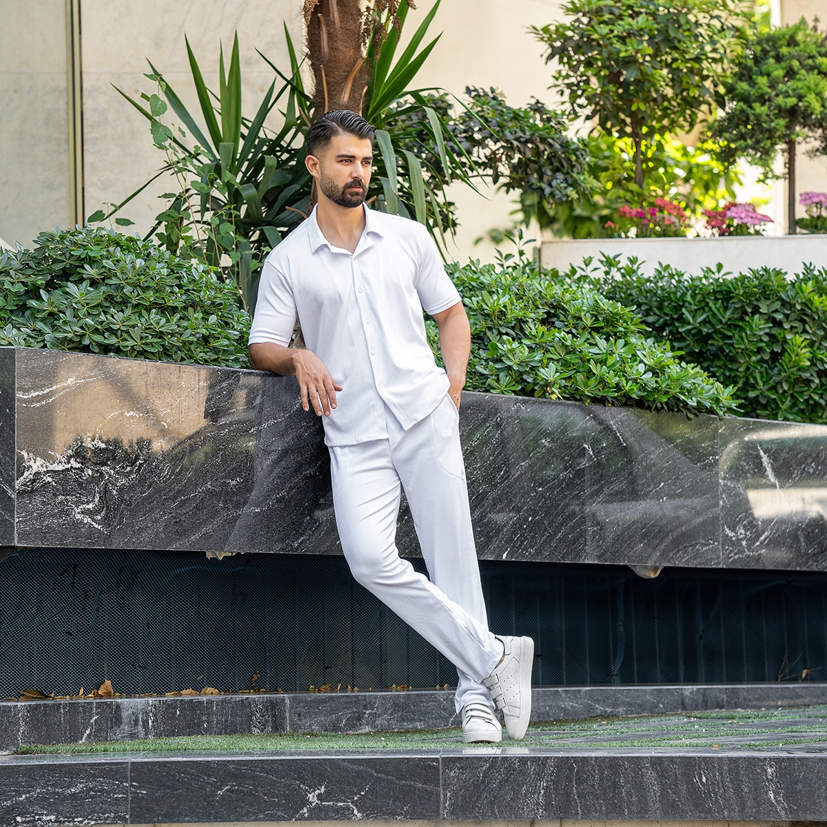 ست پیراهن و شلوار مردانه سفید مدل Pasha2