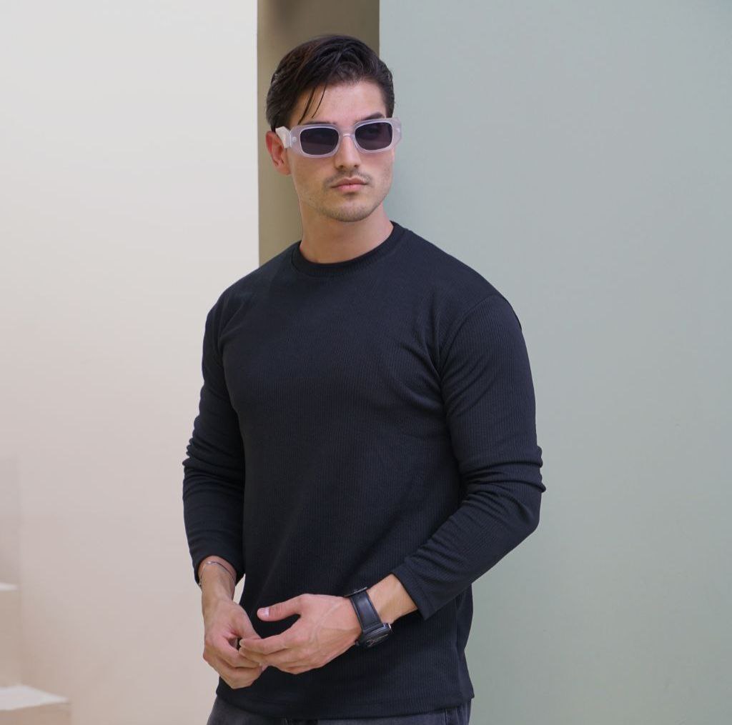 بلوز مردانه آستین بلند مشکی مدل Atra