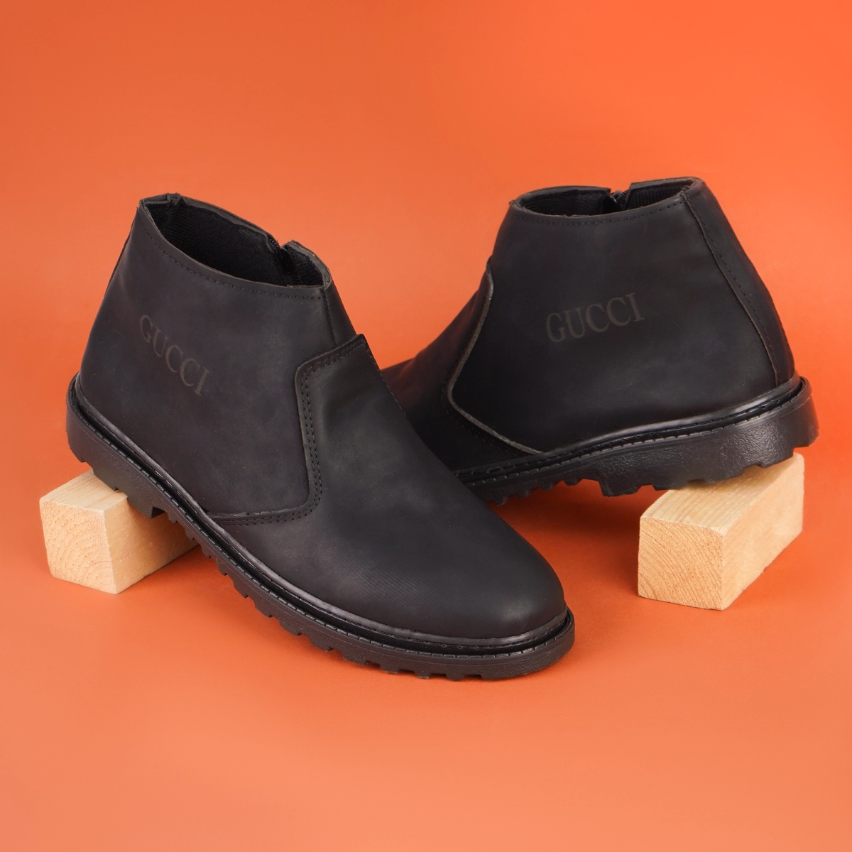 نیم بوت مردانه گوچی مشکی مات مدل SAMI