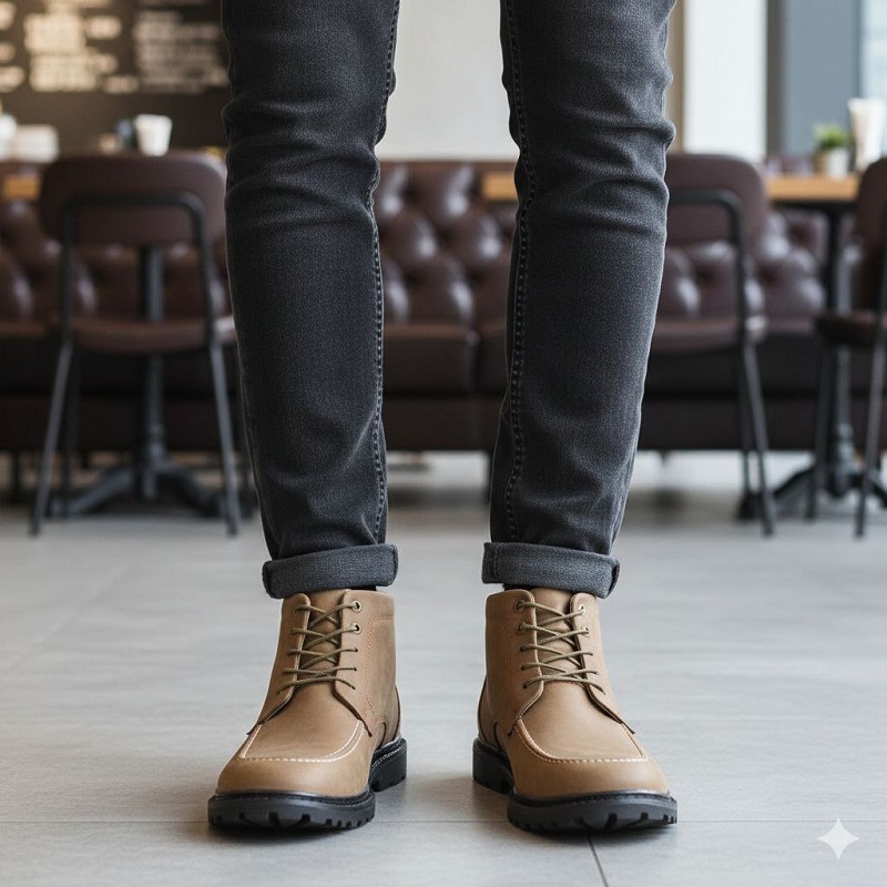 نیم بوت مردانه LV خاکی مدل Roni
