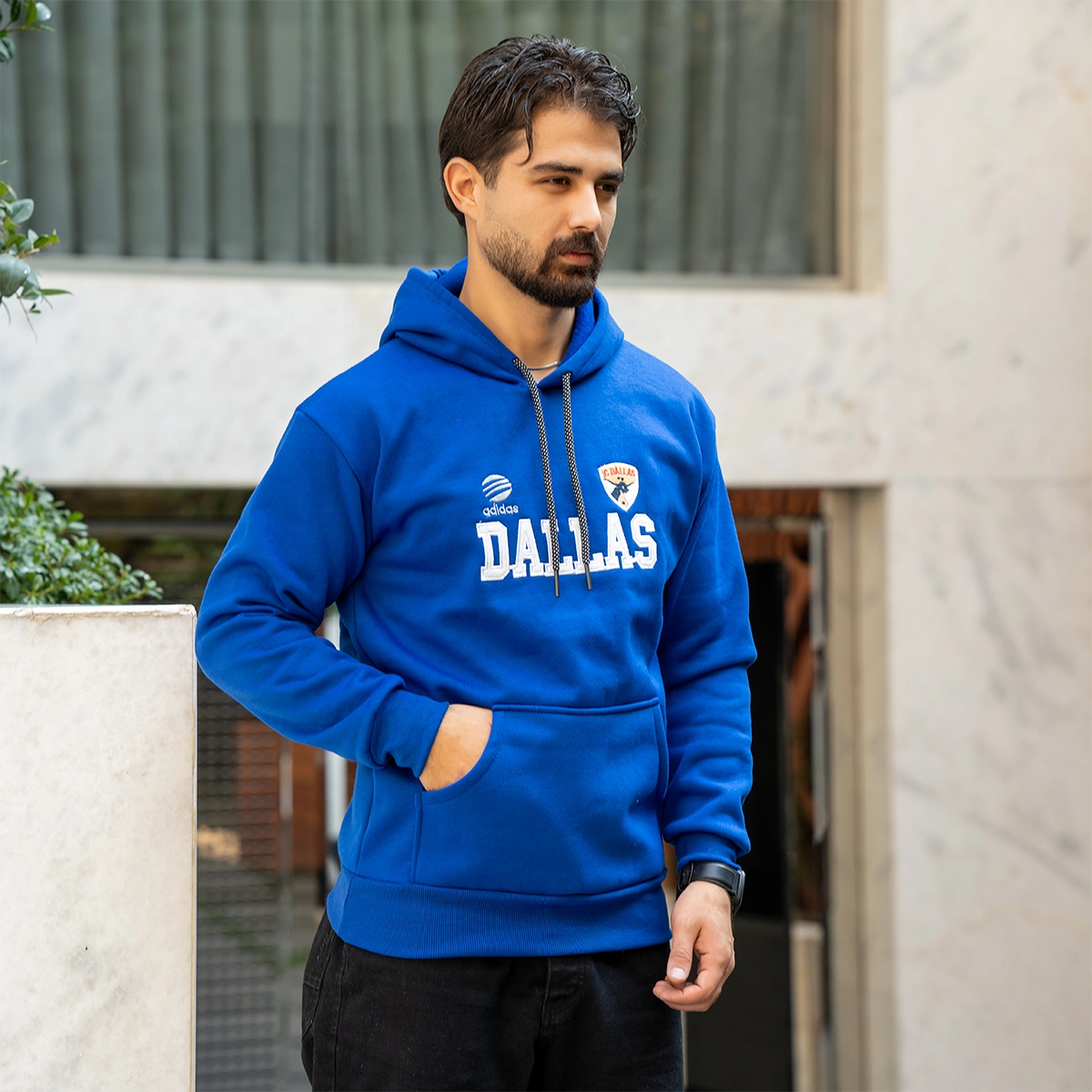 هودی مردانه آبی مدل Dallas