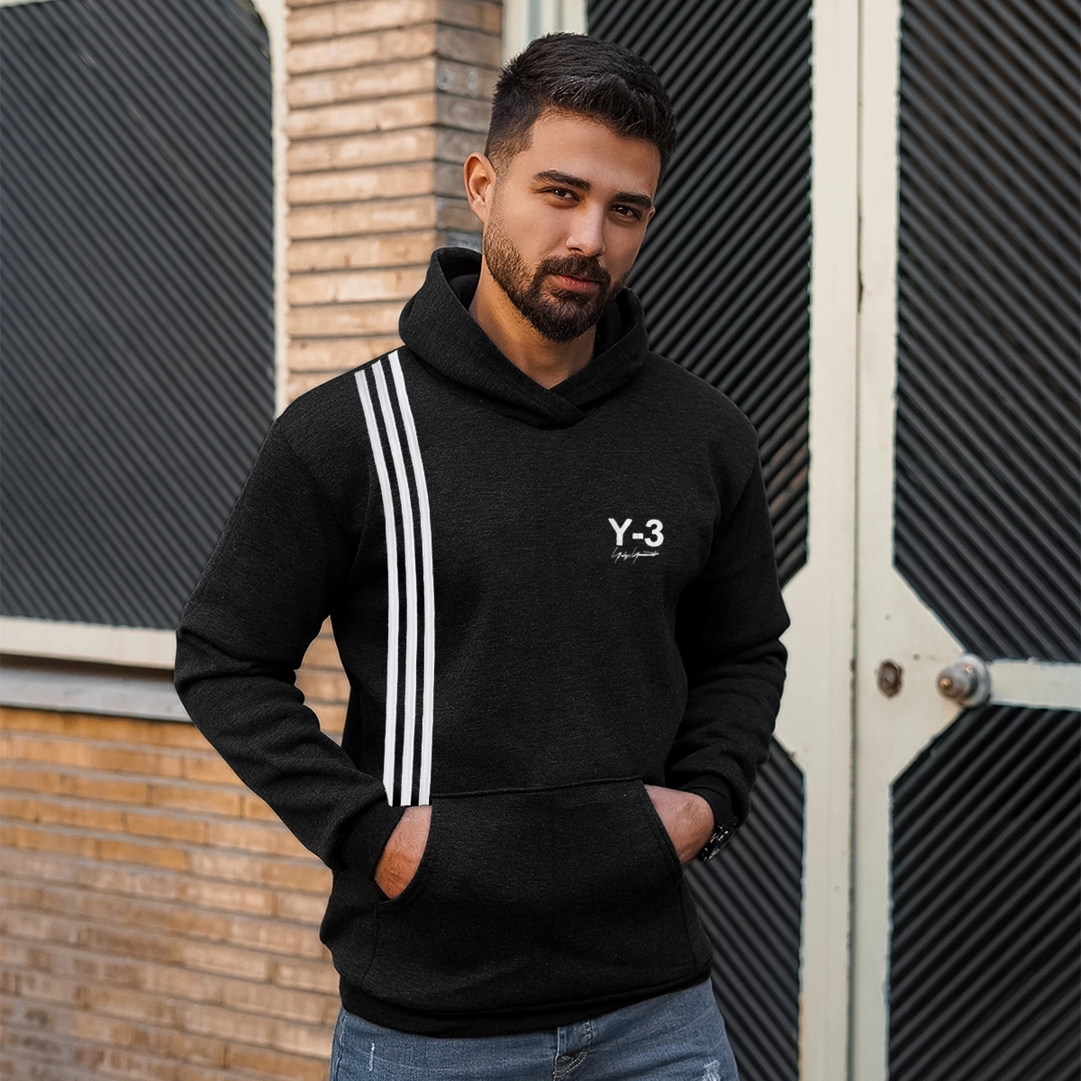 هودی مردانه مشکی Y-3 مدل kamran