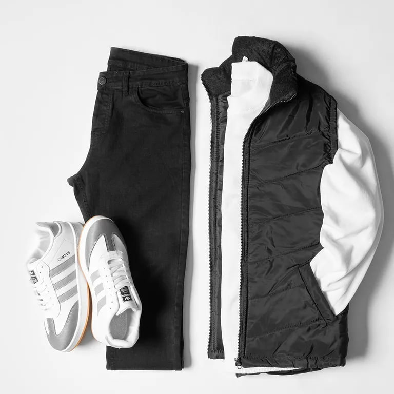 پکیج دورس سفید Atra و پافر مردانه Saniyar