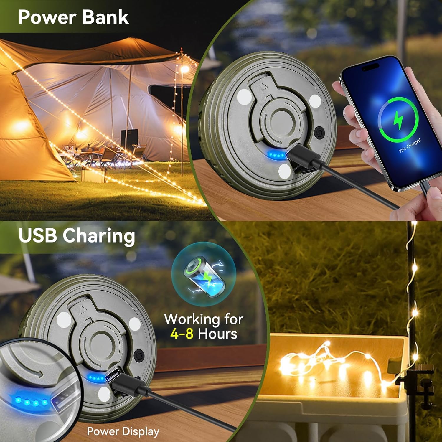 چراغ و ریسه کمپینگ شارژی