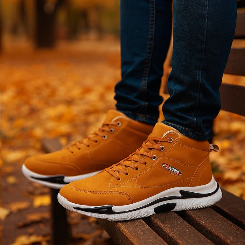 کفش ساقدار مردانه نسکافه ای مدل EMTO