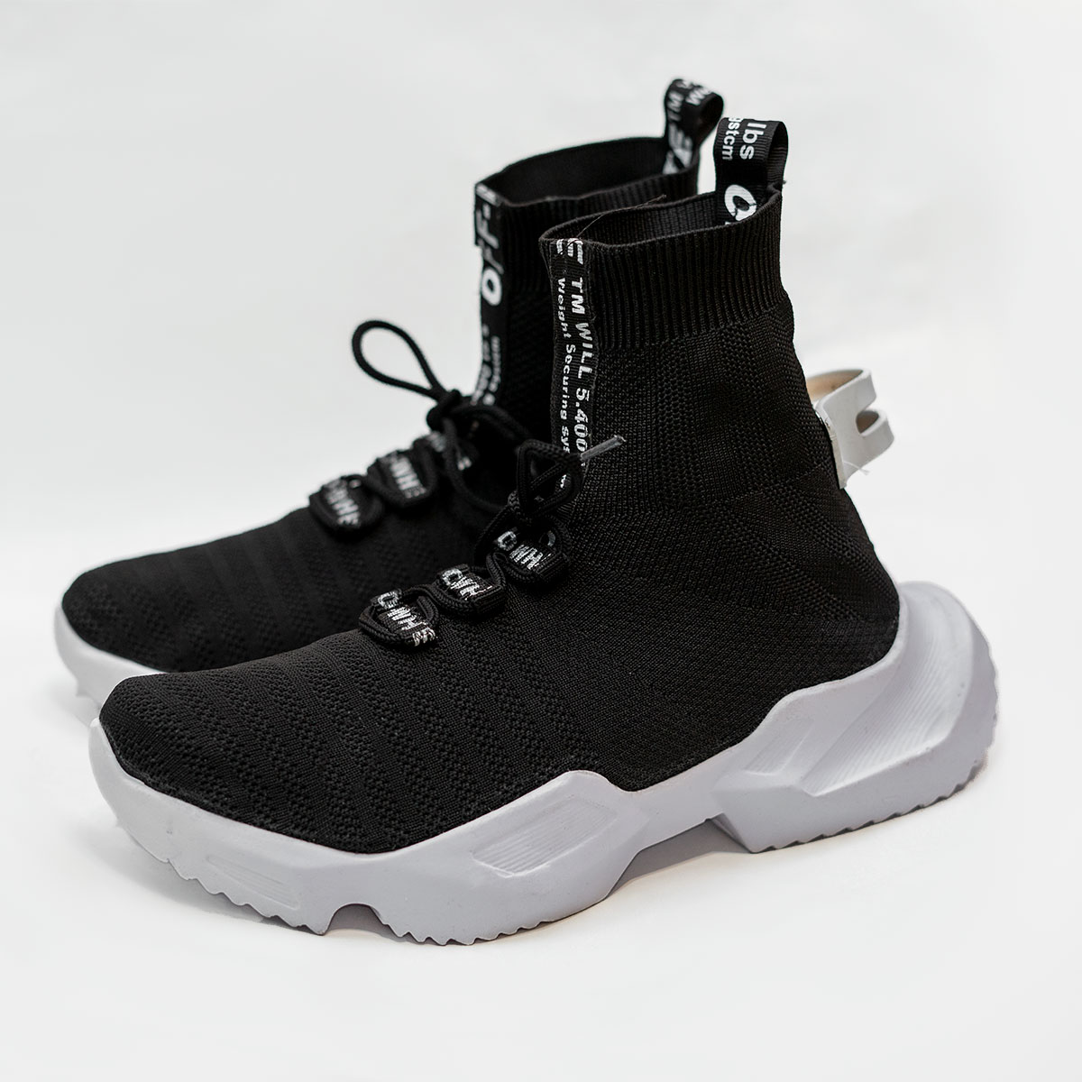 کفش ساقدار مشکی زیره سفید مردانه مدل Sasan