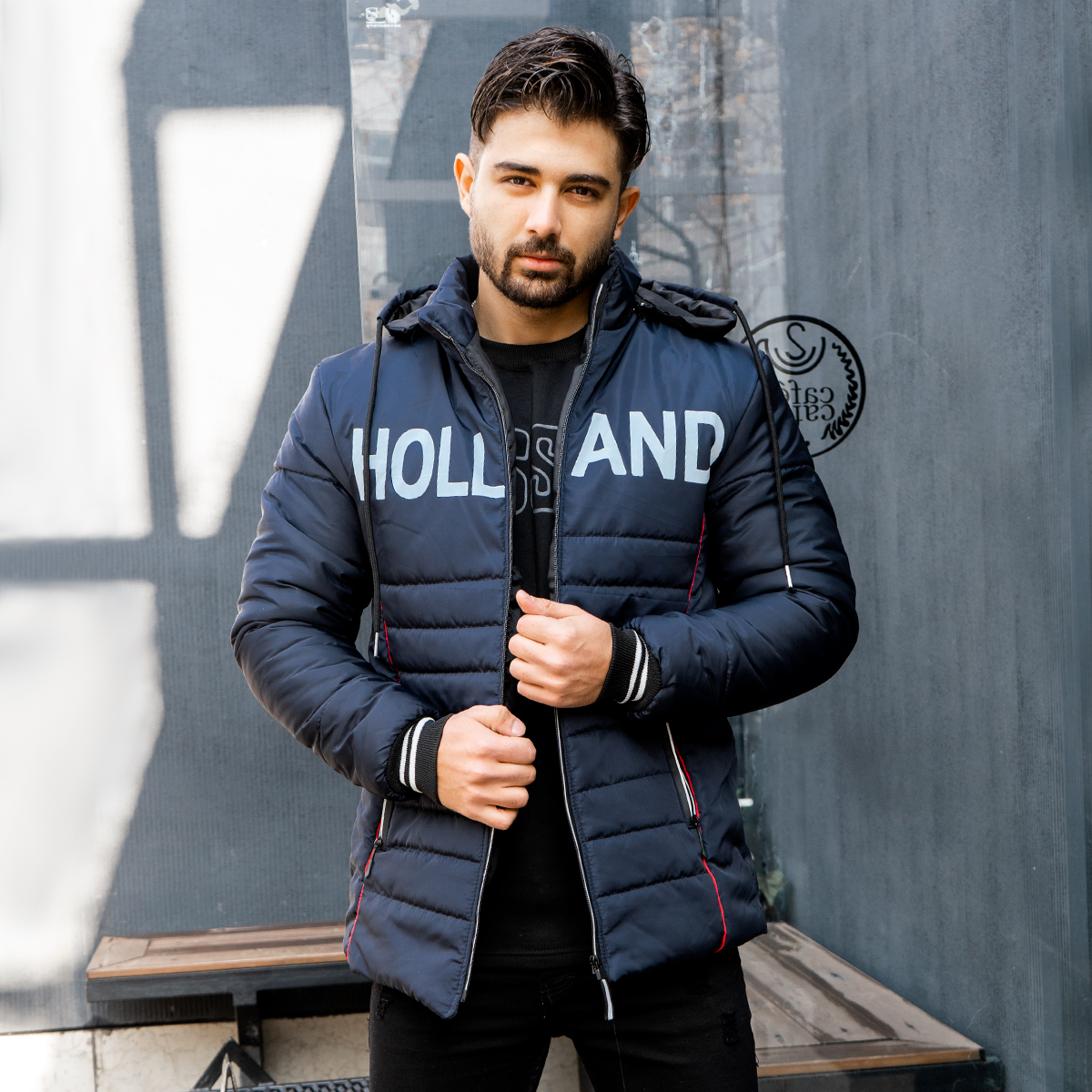 کاپشن مردانه سرمه ای مدلHolland