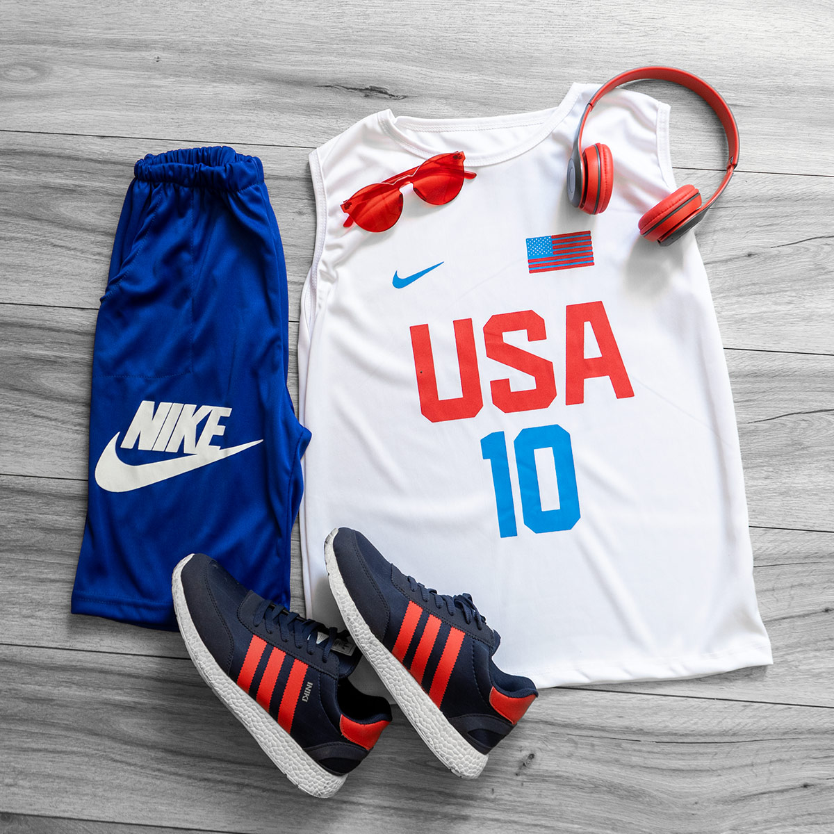 ست رکابی شلوارک Nike مردانه سفید مدل USA10