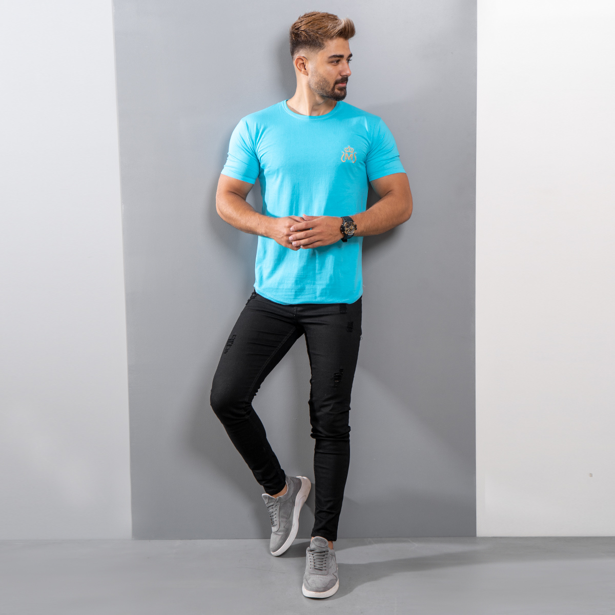 تیشرت مردانه آبی مدل Arat