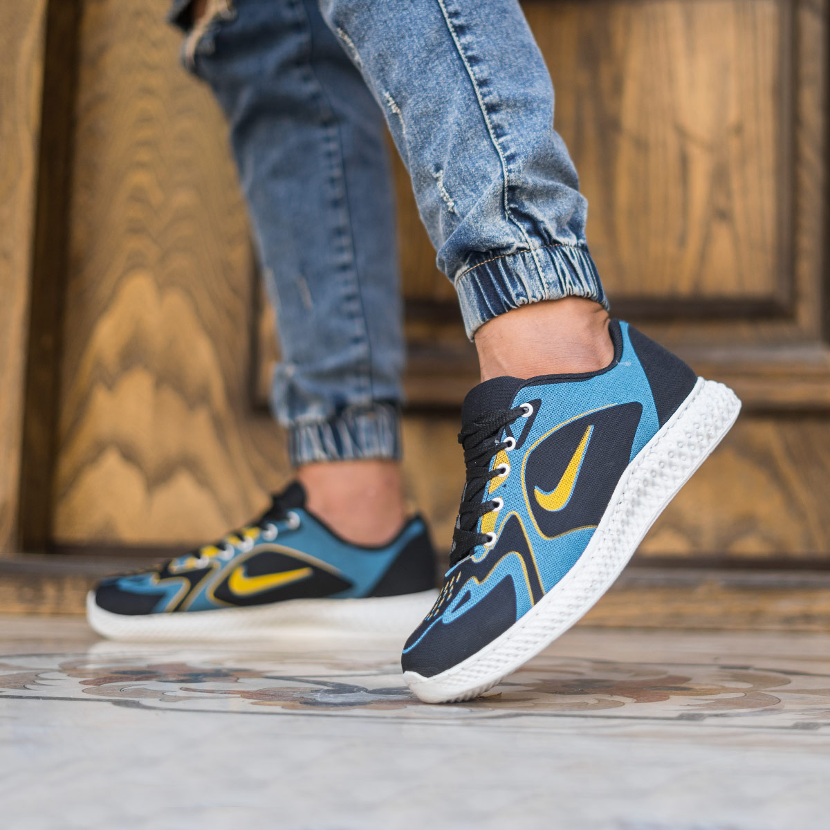 کفش ورزشی زرد آبی مردانه مدل Miden(T)