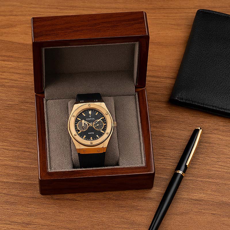 ساعت مچی Hublot طلایی صفحه مشکی مدل C70